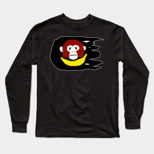 A Pirate Monkey Jolly Roger Flag Long Sleeve T-Shirt